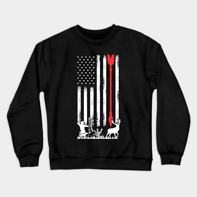 Deer Hunting For A Patriot Bowhunting Bow Hunter Enthusiast Crewneck Sweatshirt by sBag-Designs